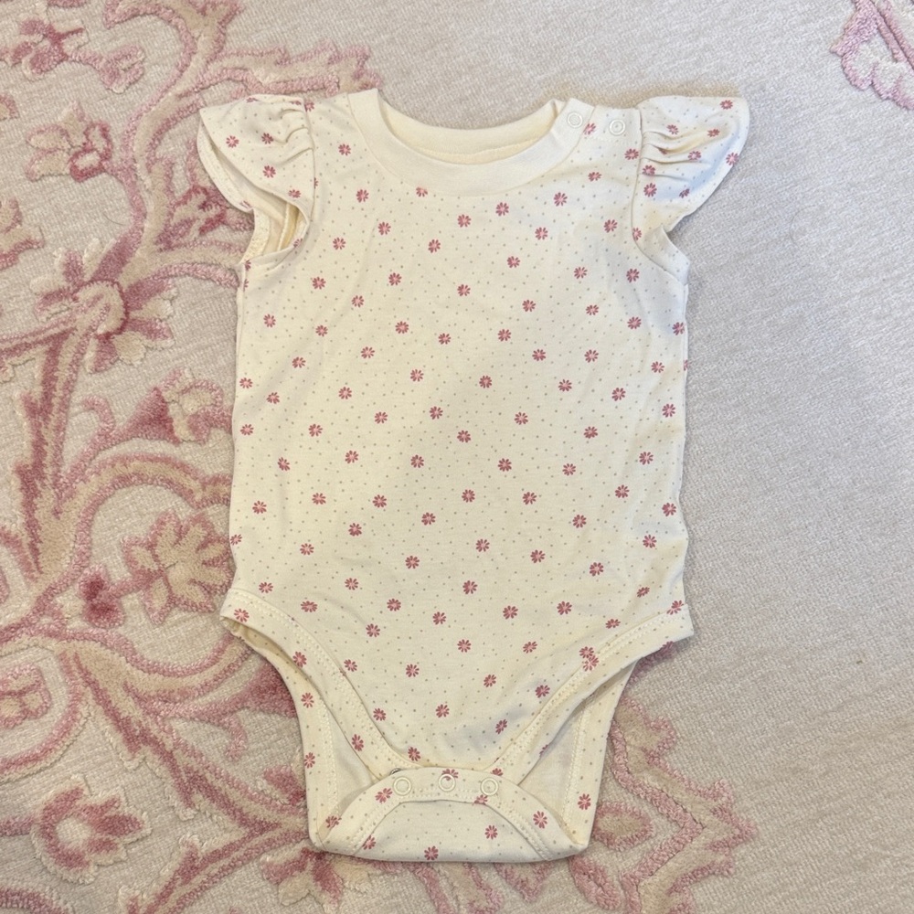 Colored Organics Cream and Pink Floral Bodysuit